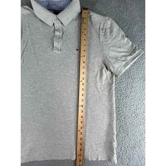 Tommy Hilfiger Polo Shirt Mens XL Gray Custom Fit Preppy 2-Button Golf Americana - Picture 3 of 9